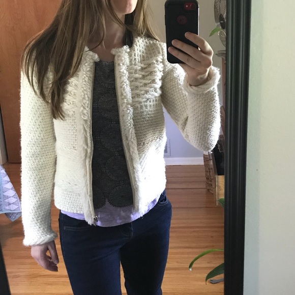 Ann Taylor white sweater jacket XS - Picture 3 of 6